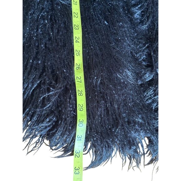 Cabi Black Faux Fur Vest Open Front XL Sleeveless Mob Wife Boho Chic - Picture 7 of 9